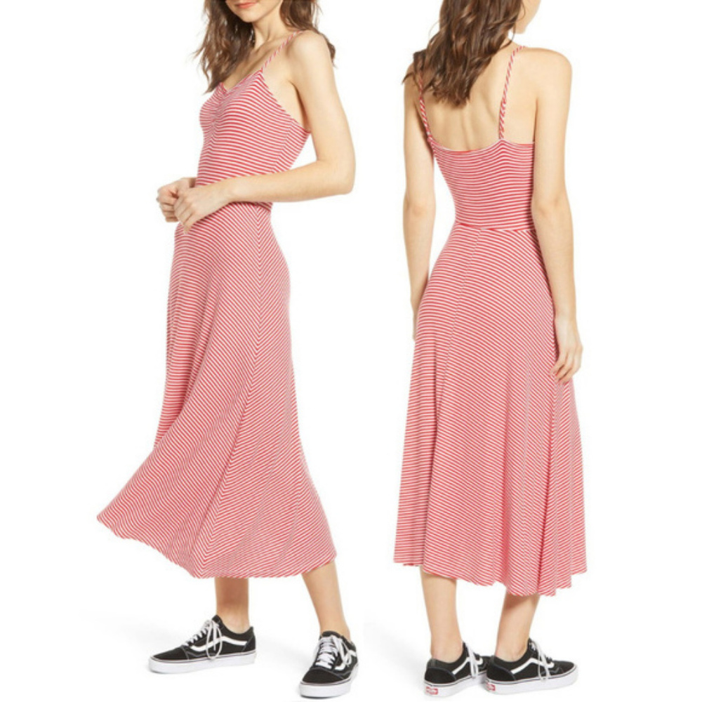NORDSTROM BP Red Striped Midi Dress (Plus Size 3X)